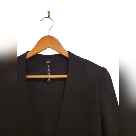 Design Lab Black Blazer Long Sleeve Open Front Collarless Jacket Small - Picture 3 of 7